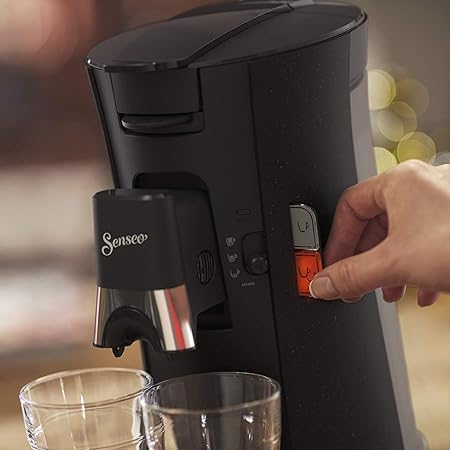 Senseo Select ECO CSA240/20 – Kaffeepadmaschine mit Kaffeestärkewahl Plus, Memo-Funktion, Schwarz Gefleckt