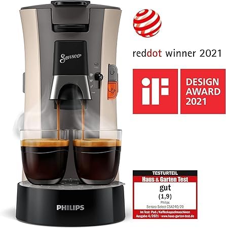 Senseo Select CSA240/30 – Kaffeepadmaschine mit Kaffeestärkewahl Plus, Memo-Funktion, 1450W, Beige