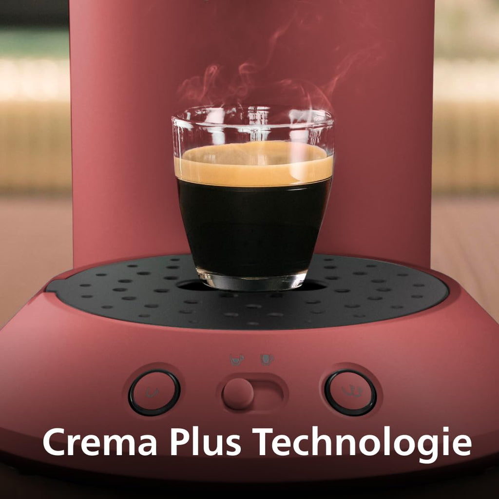 Senseo Original Plus CSA210/35 – Kaffeepadmaschine mit Coffee Boost, Kaffeestärkewahl, Sanftes Rot (Matt)