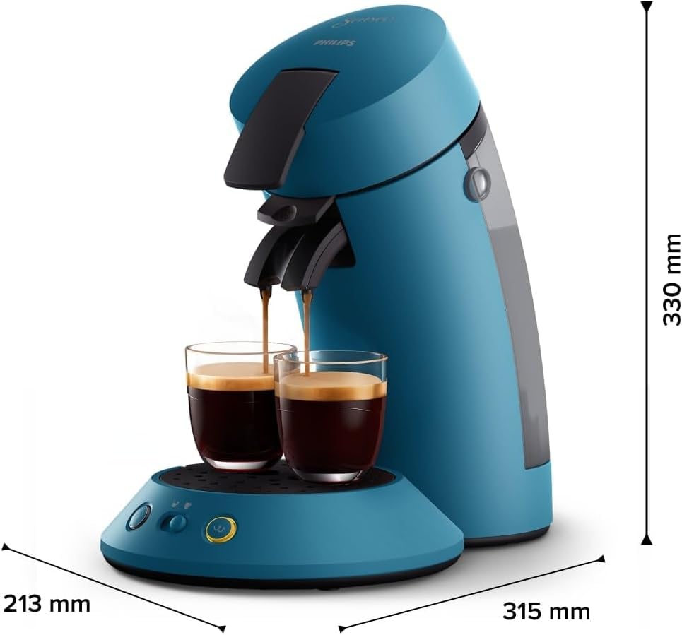 Senseo Original Plus CSA210/00 – Kaffeepadmaschine mit Intensity Select, Coffee Boost, Blau Pavone