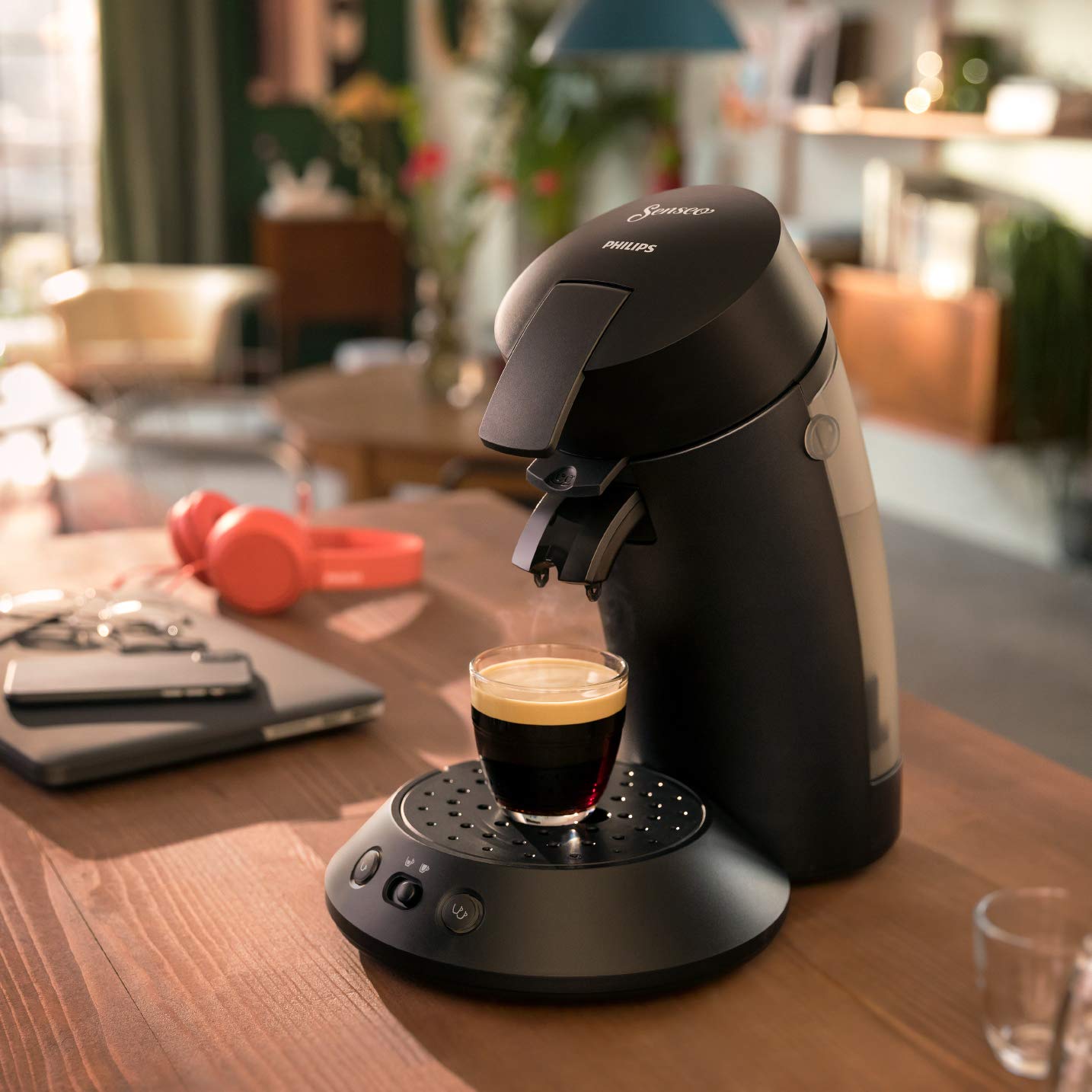 Senseo Original Plus CSA210/60 – Kaffeepadmaschine mit Coffee Boost, Kaffeestärkewahl, Matt Schwarz