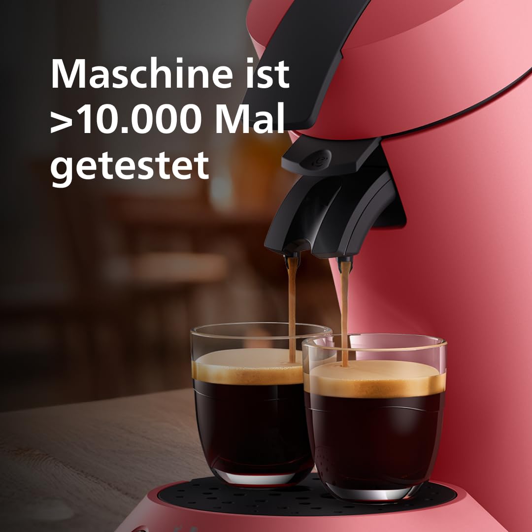 Senseo Original Plus CSA210/35 – Kaffeepadmaschine mit Coffee Boost, Kaffeestärkewahl, Sanftes Rot (Matt)