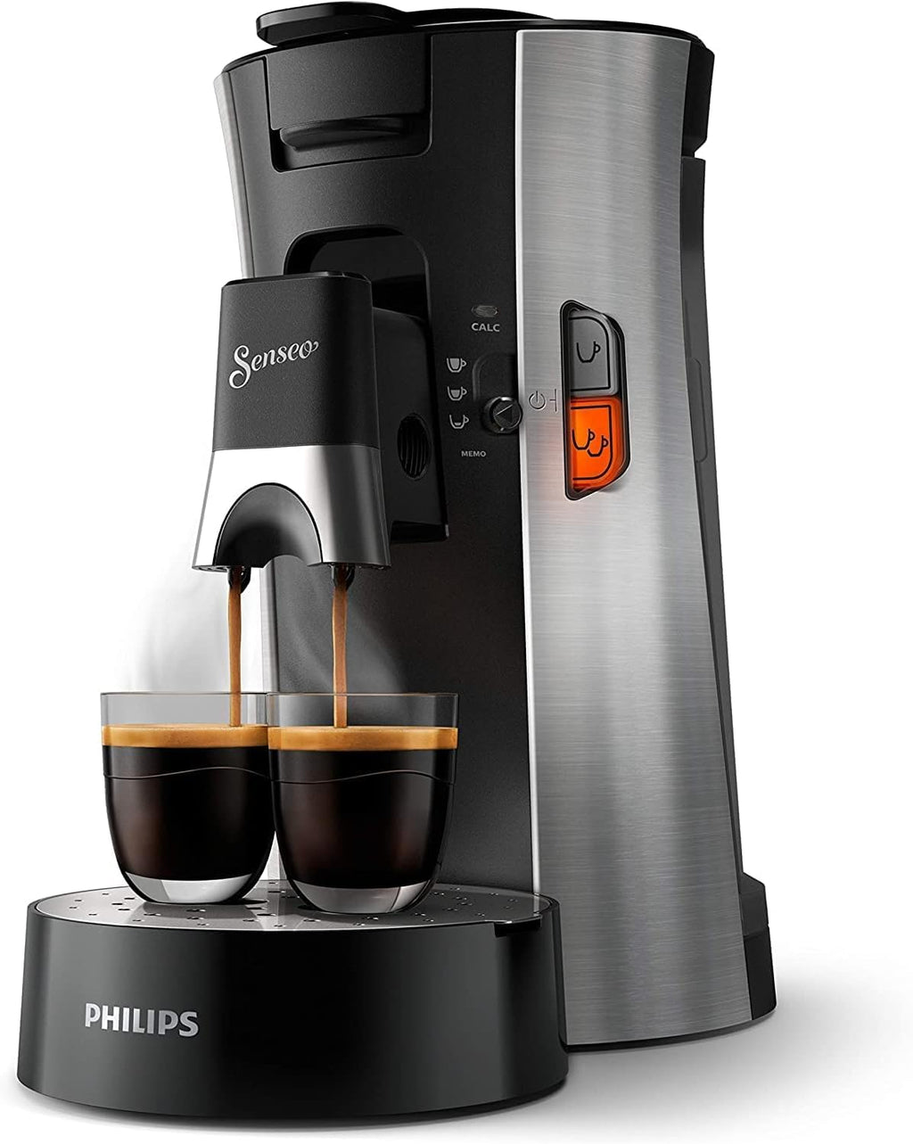 Senseo Select CSA250/10 – Kaffeepadmaschine mit Kaffeestärkewahl Plus, Memo-Funktion, Gebürsteter Stahl