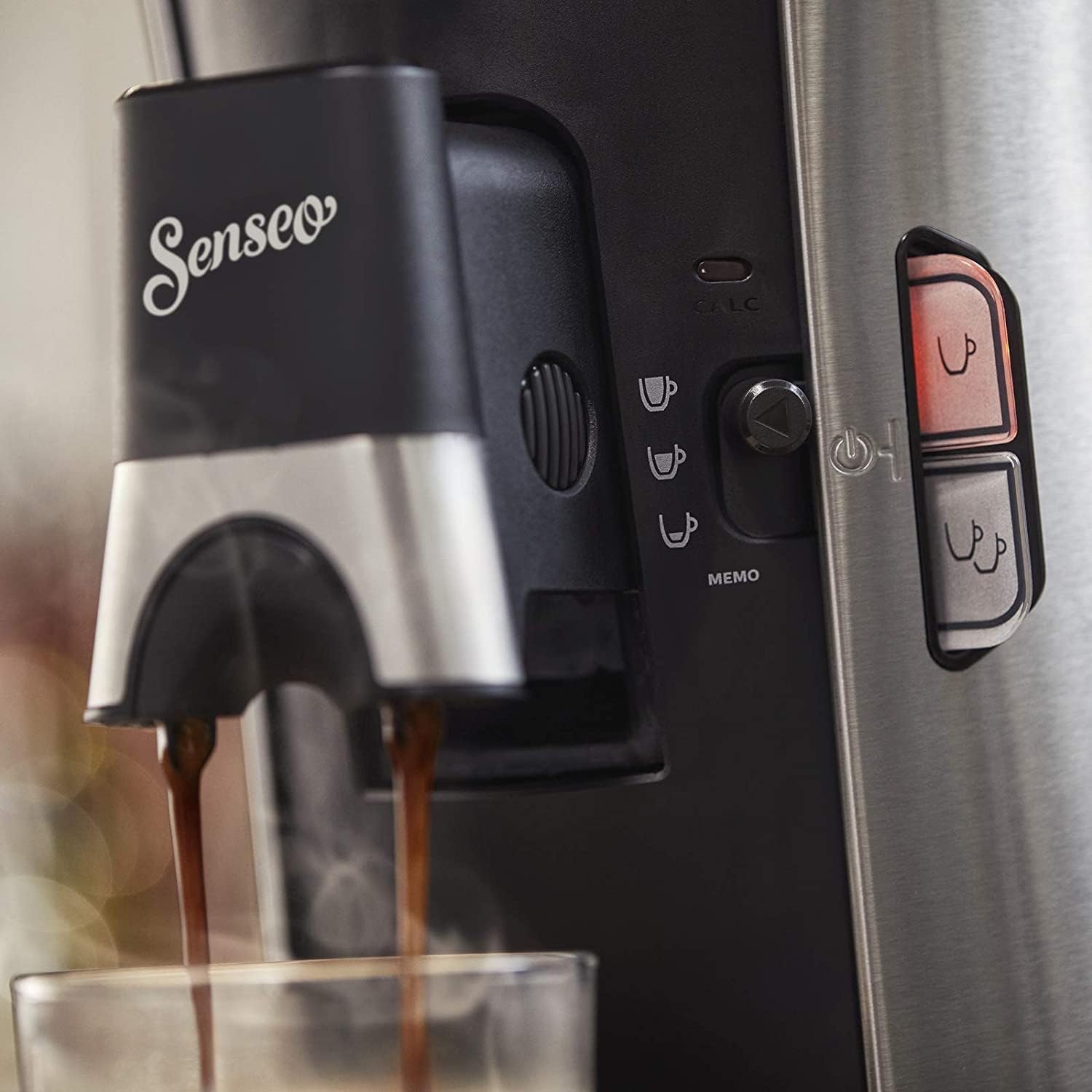 Senseo Select CSA250/10 – Kaffeepadmaschine mit Kaffeestärkewahl Plus, Memo-Funktion, Gebürsteter Stahl