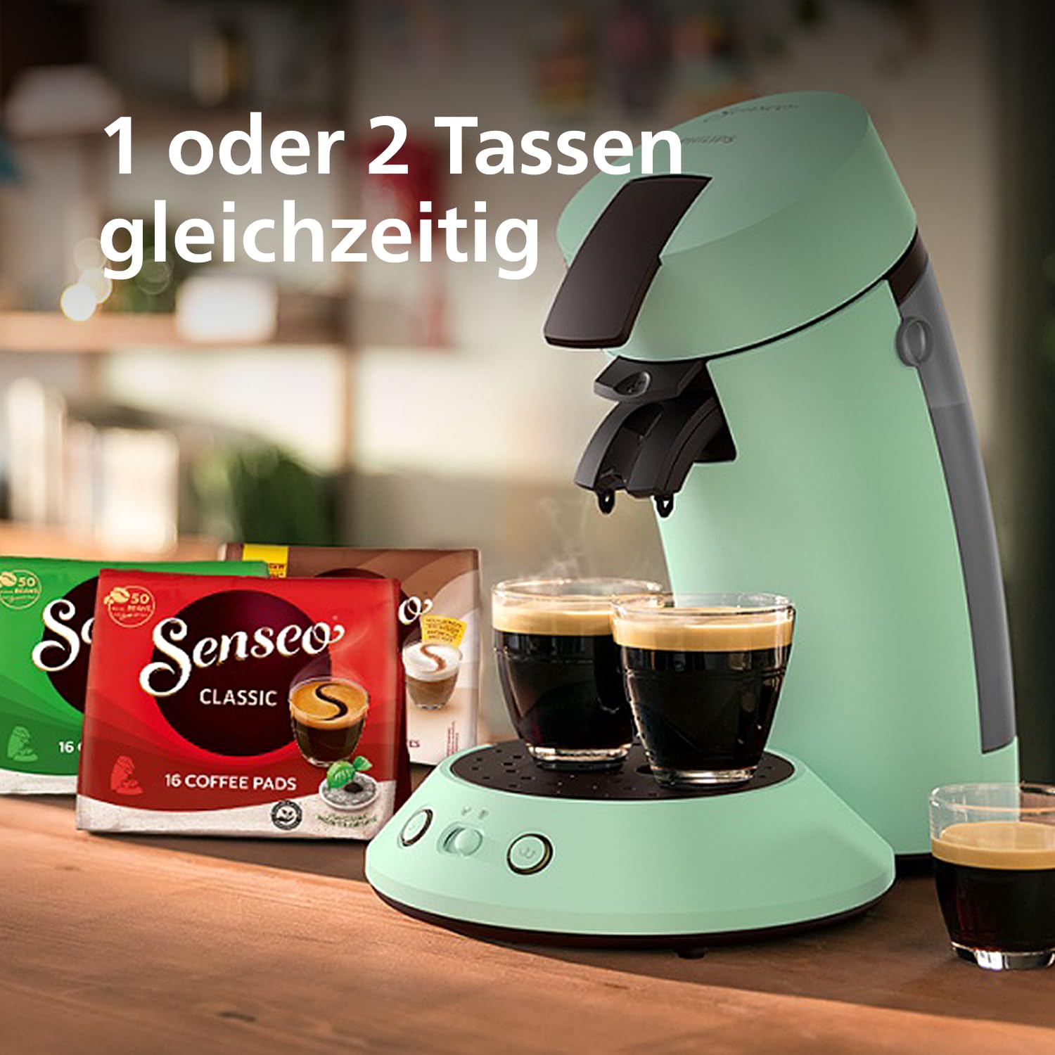 Senseo Original Plus CSA210/80 – Kaffeepadmaschine mit Coffee Boost, Kaffeestärkewahl, Wüsten Grün