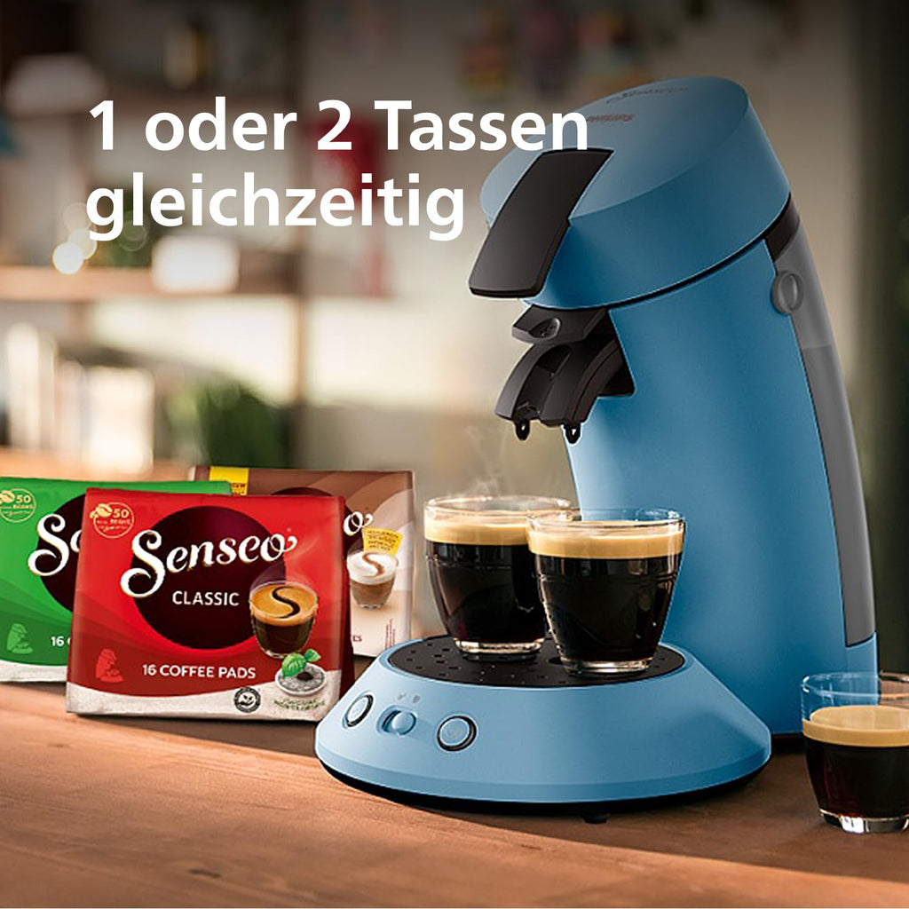 Senseo Original Plus CSA210/00 – Kaffeepadmaschine mit Intensity Select, Coffee Boost, Blau Pavone
