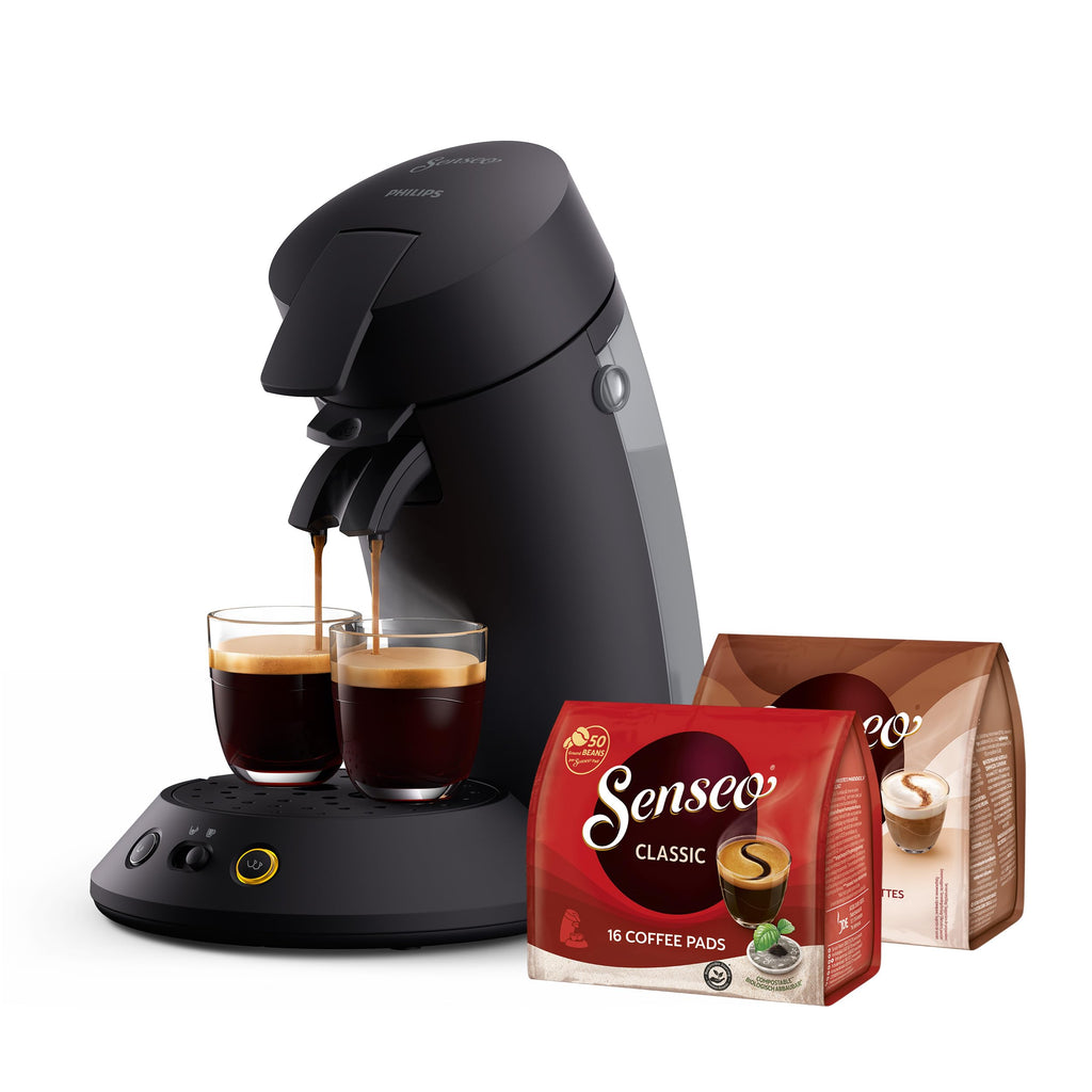 Senseo Original Plus CSA210/69 – Kaffeepadmaschine inkl. 2 Packungen Pads, Coffee Boost, Schwarz