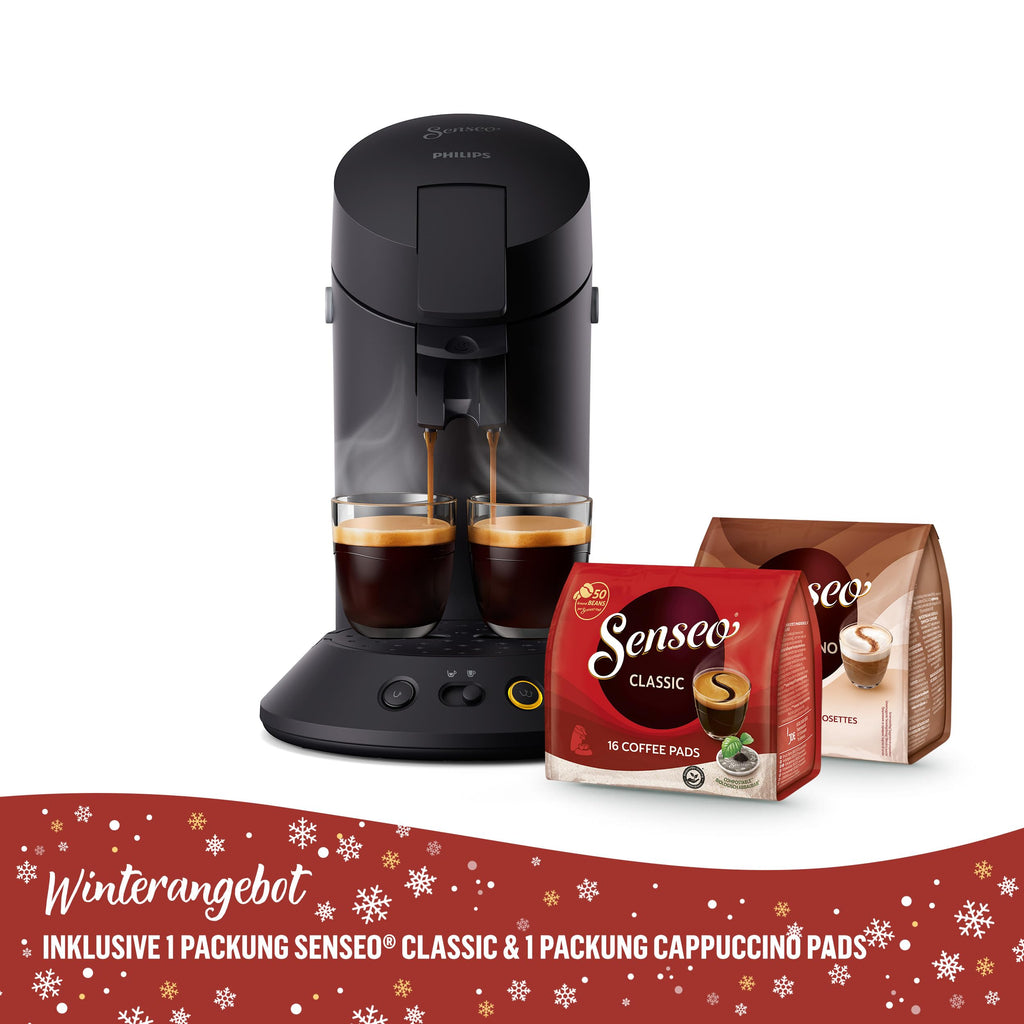Senseo Original Plus CSA210/69 – Kaffeepadmaschine inkl. 2 Packungen Pads, Coffee Boost, Schwarz