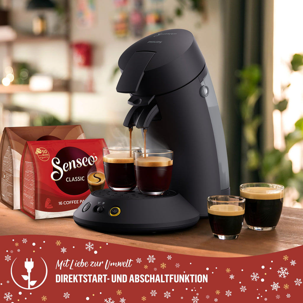 Senseo Original Plus CSA210/69 – Kaffeepadmaschine inkl. 2 Packungen Pads, Coffee Boost, Schwarz