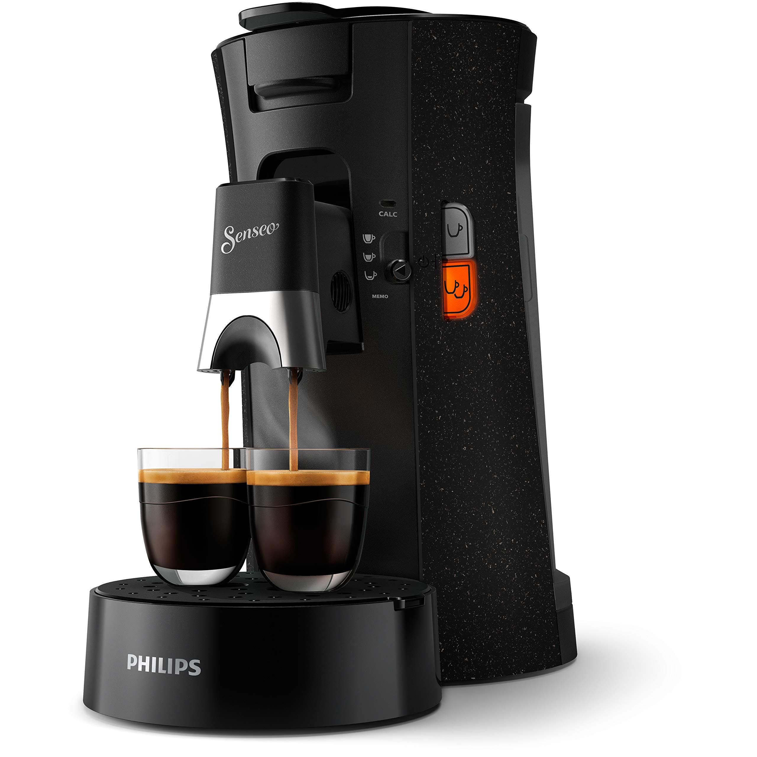 Senseo Select ECO CSA240/20 – Kaffeepadmaschine mit Kaffeestärkewahl Plus, Memo-Funktion, Schwarz Gefleckt
